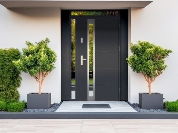 Designer entrance door to a country house.